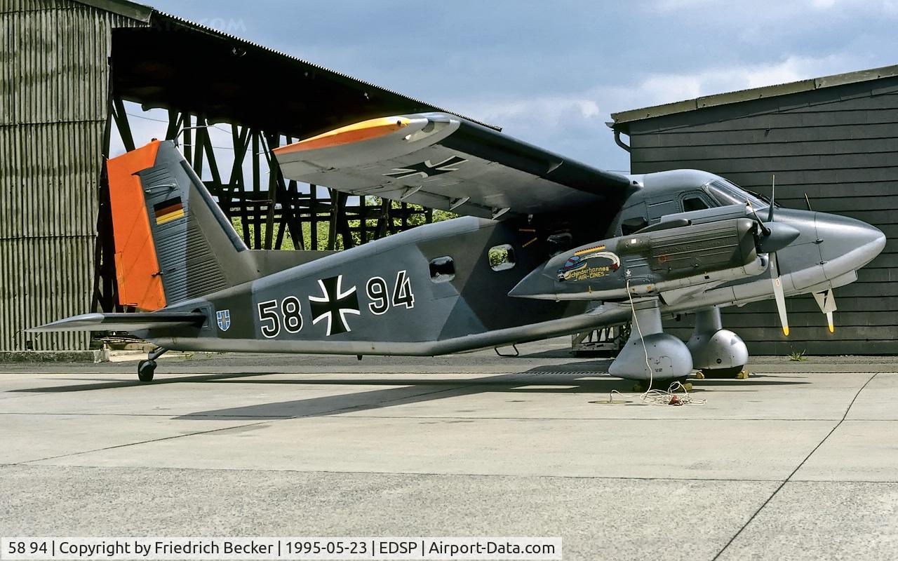 58 94, Dornier Do-28D-2 Skyservant C/N 4169, parked between the hangars at Fliegerhorst Pferdsfeld