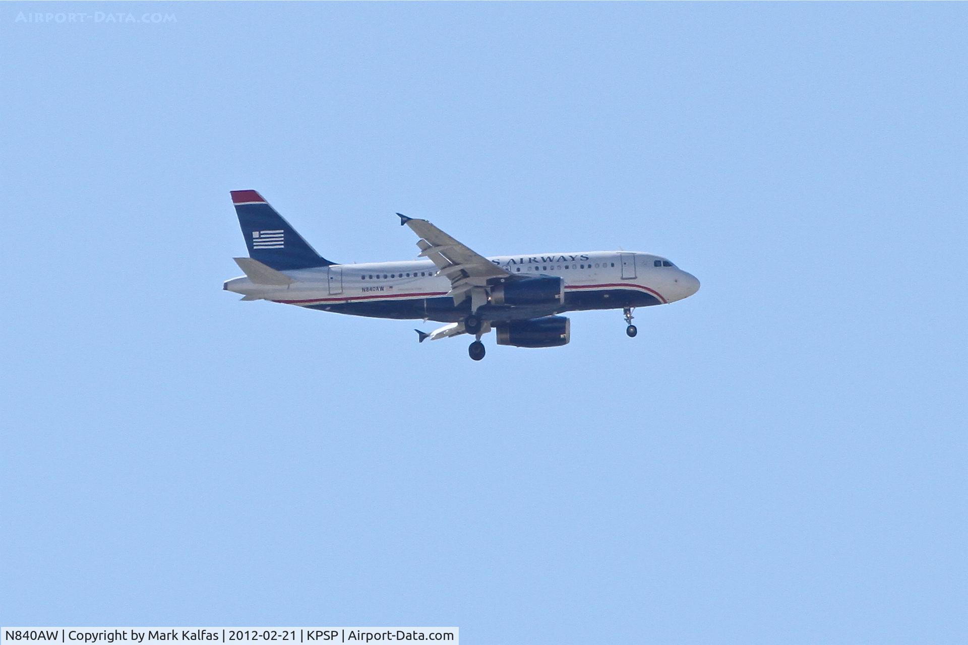 N840AW, 2006 Airbus A319-132 C/N 2690, USAirways Airbus A319-132, AWE420 on the approach for RWY 31L KPSP.