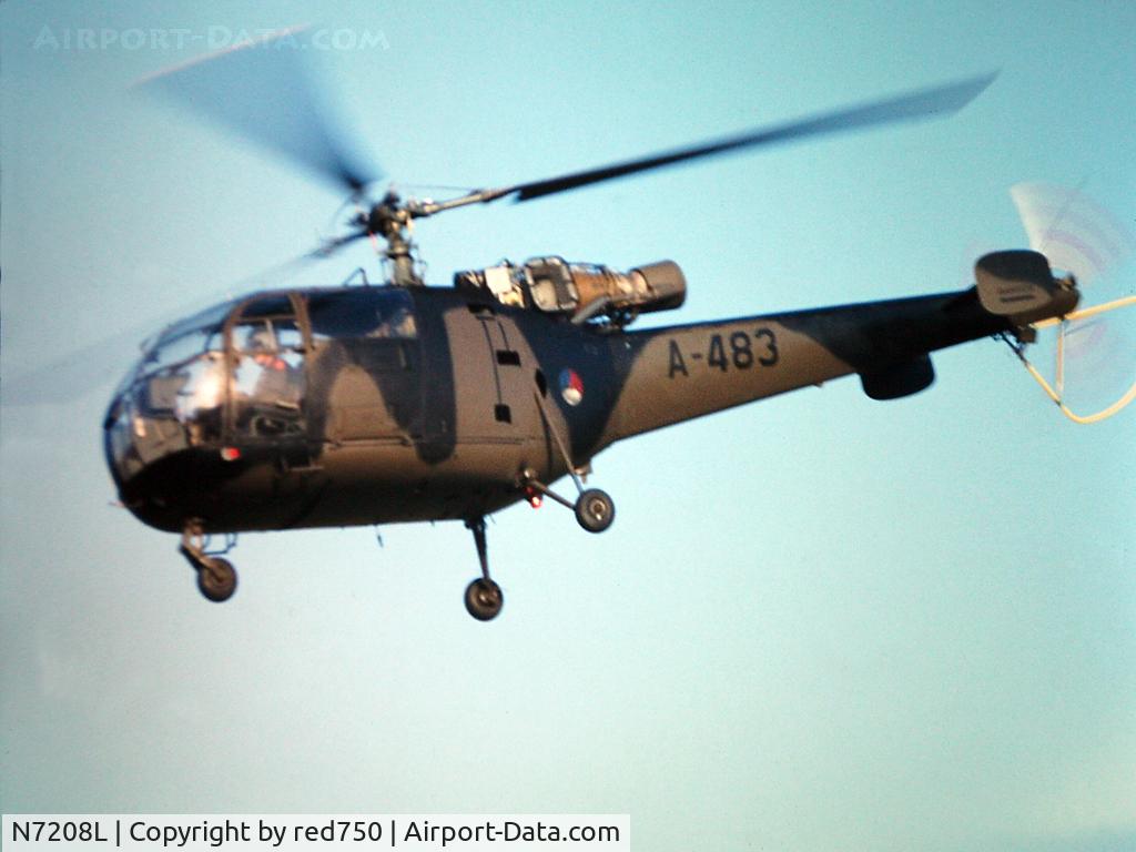 N7208L, Aerospatiale SE-3160 Alouette III C/N 1483, Photograph by Edwin van Opstal with permission. Scanned from a color slide.
Previously Netherlands Air Force A-483