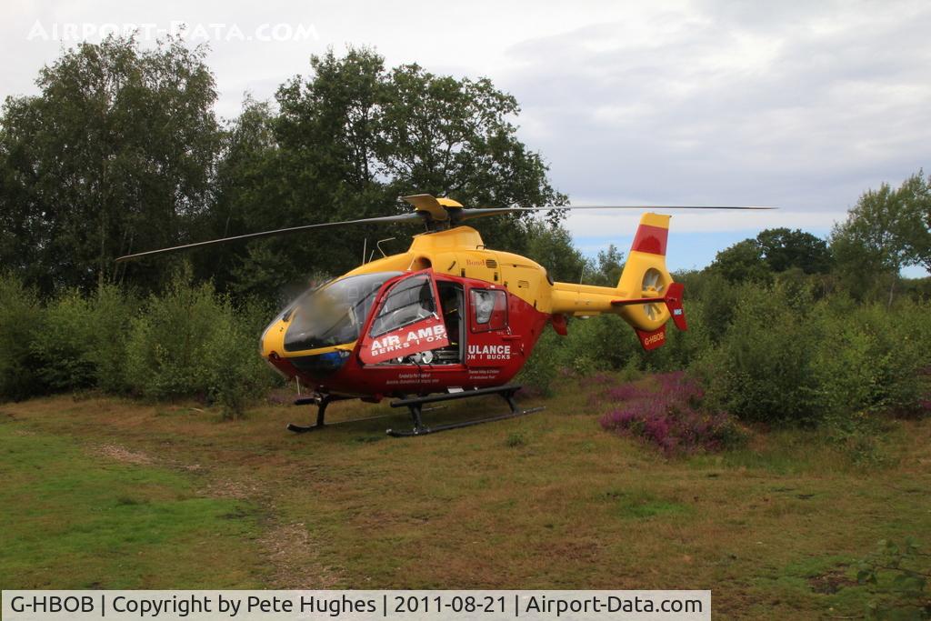 G-HBOB, 2008 Eurocopter EC-135T-2+ C/N 0664, G-HBOB EC135 on a 'shout', Silchester Common