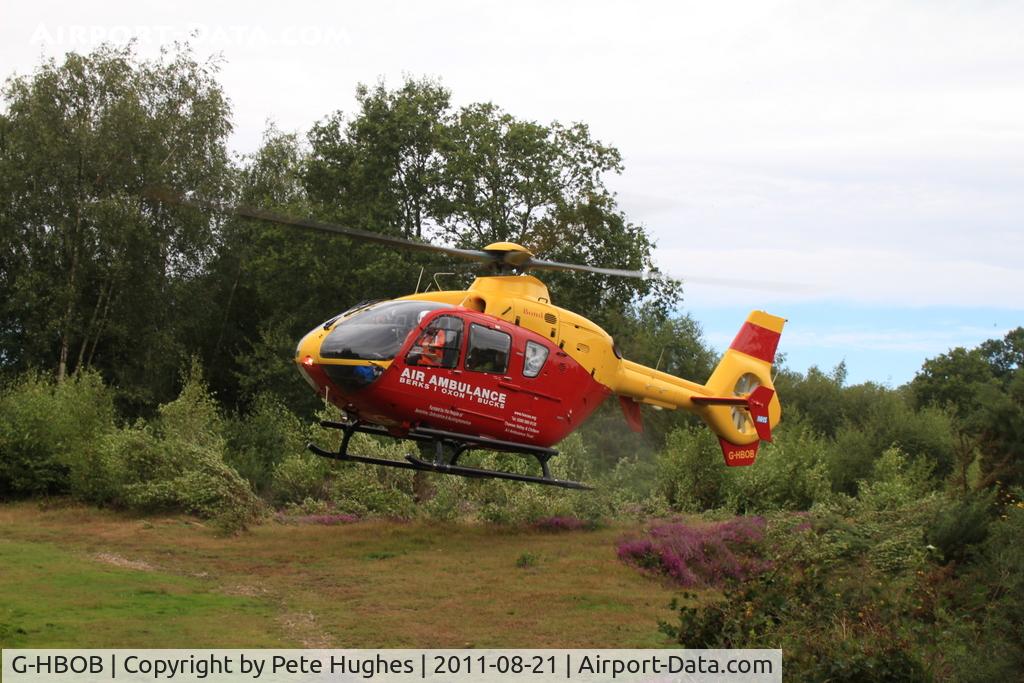 G-HBOB, 2008 Eurocopter EC-135T-2+ C/N 0664, G-HBOB EC135 on a 'shout', Silchester Common