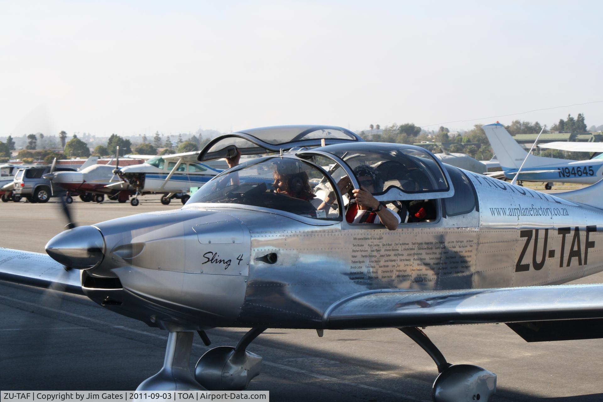 ZU-TAF, The Airplane Factory Sling 4 C/N 001, Arrival at Torrance, CA on Around-the-World Adventure 2011