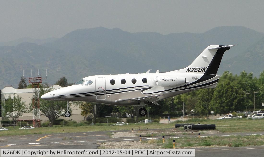 N26DK, 2008 Hawker Beechcraft Corp 390 C/N RB-226, Preparing to touch down on 26L