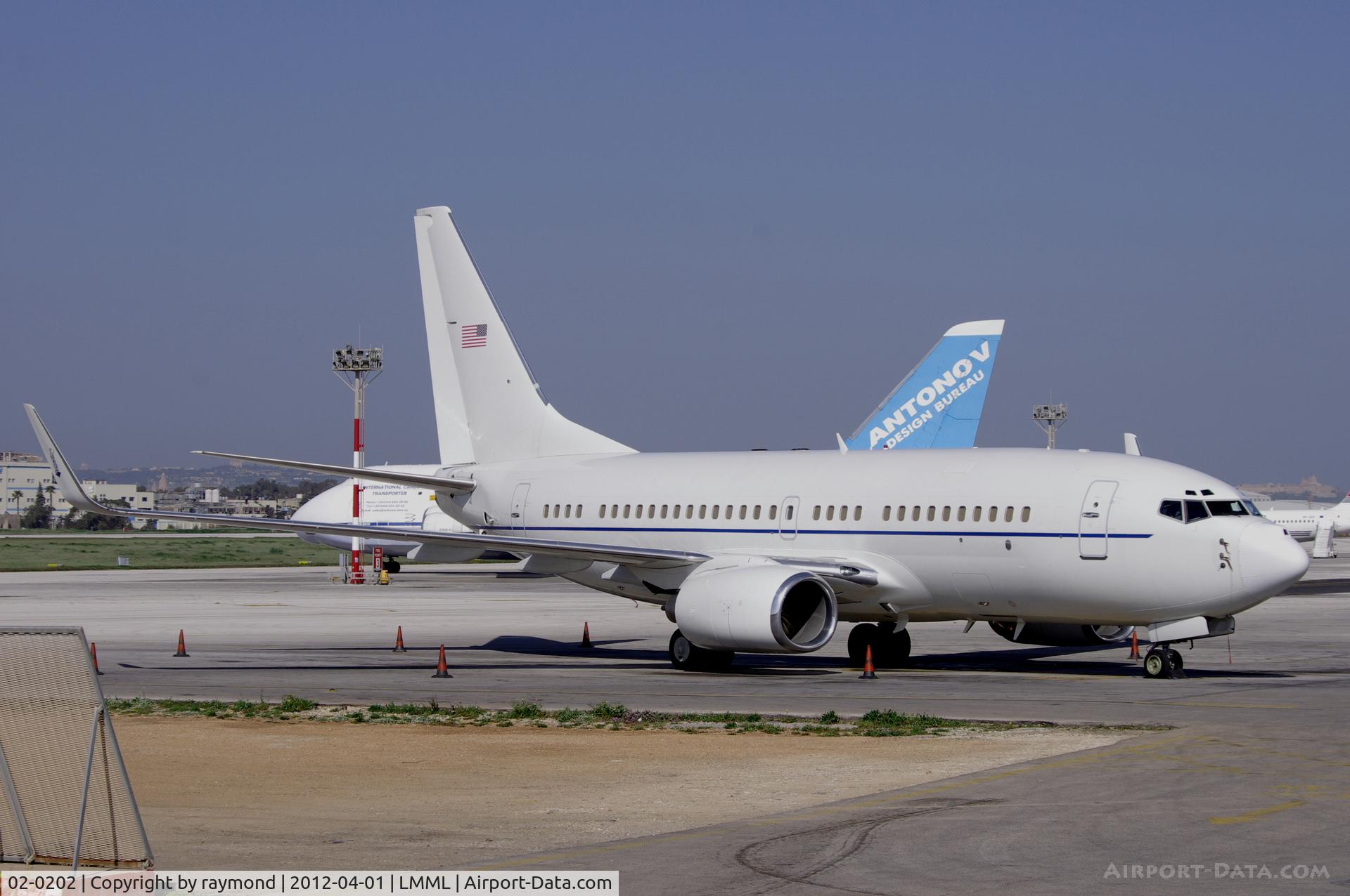 02-0202, 2002 Boeing C-40C Clipper (737-7BC BBJ) C/N 30753, Boeing C40 Clipper 02-0202 of USAF in a very unusual visit in Malta 1st April 2012.