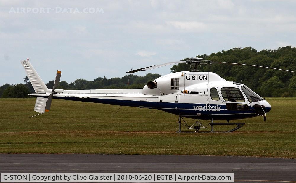 G-STON, 1999 Eurocopter AS-355N Ecureuil 2 C/N 5663, Ex: F-WYMO > VP-BCE > G-STON Cancelled & re-registered > G-SCHZ April 2012 - Originally owned to, Narragansett LLP in December 2005, then, Gryphon Aviation LLP July 2008 as G-STON. - Currently with, Veritair Aviation Ltd as G-SCHZ April 2012.
