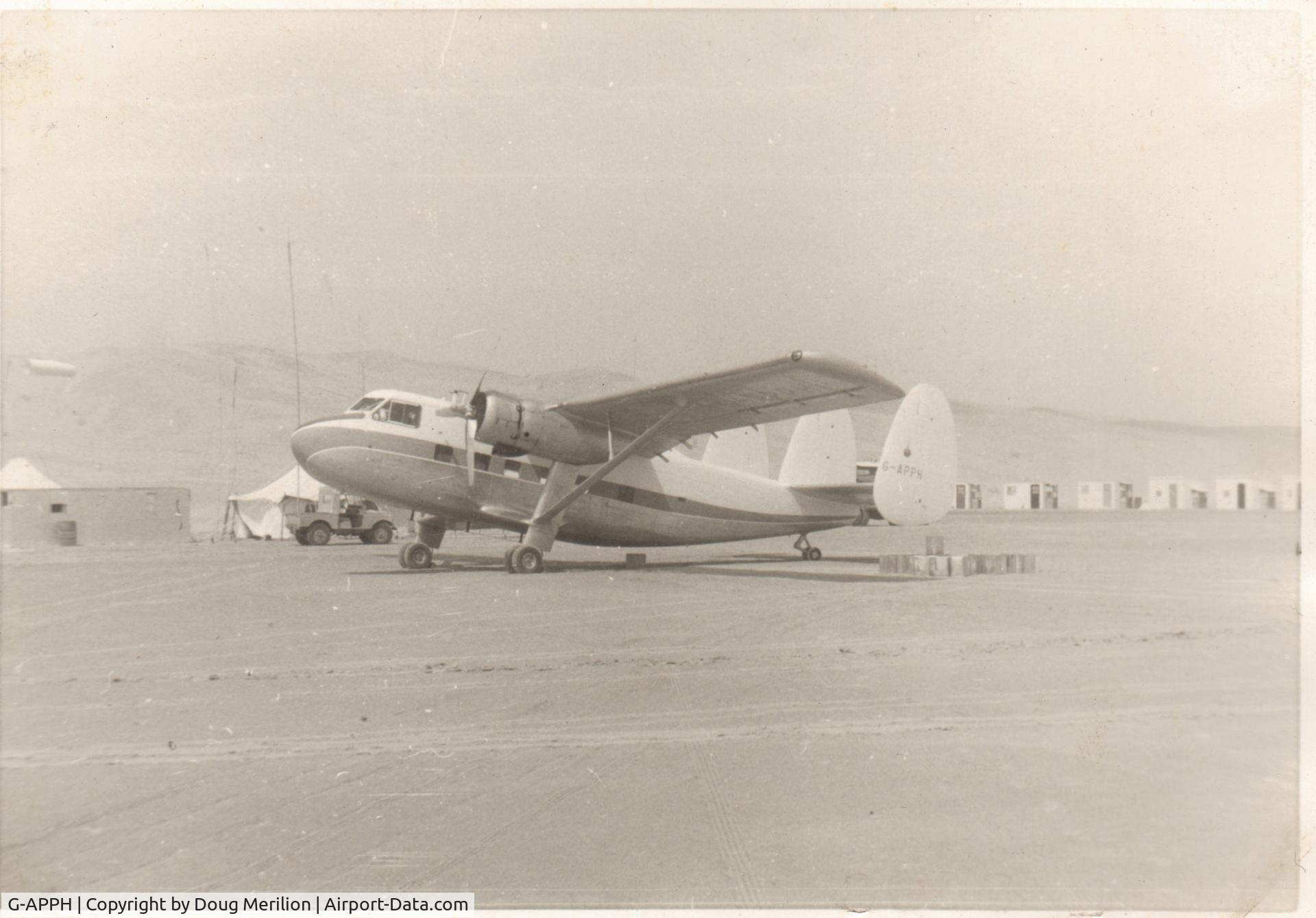 G-APPH, Scottish Aviation Twin Pioneer Srs1 C/N 540, Early 1961. Contracted to IPC doing geophysical exploration in Abu Dhabi.