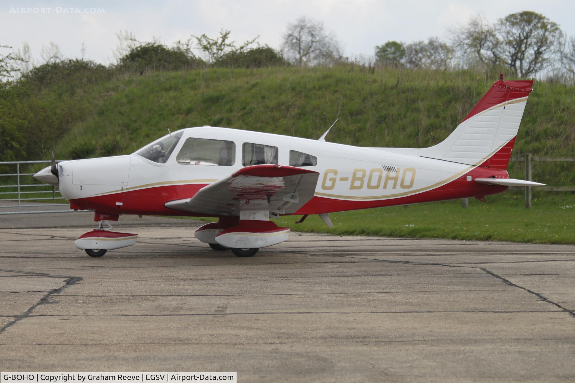 G-BOHO, 1980 Piper PA-28-161 Cherokee Warrior II C/N 28-8016196, Parked at Old Buckenham.