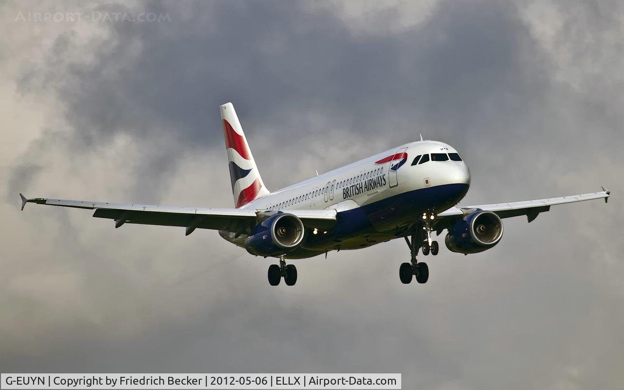 G-EUYN, 2011 Airbus A320-232 C/N 4975, on final RW24