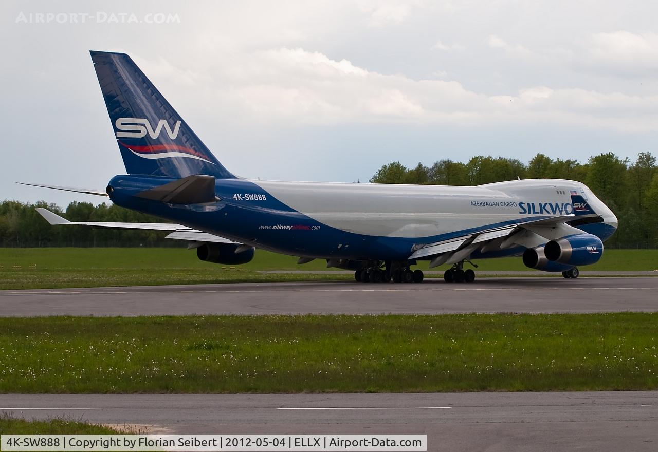 4K-SW888, 1999 Boeing 747-4R7F/SCD C/N 29730, Holding short Rwy 24