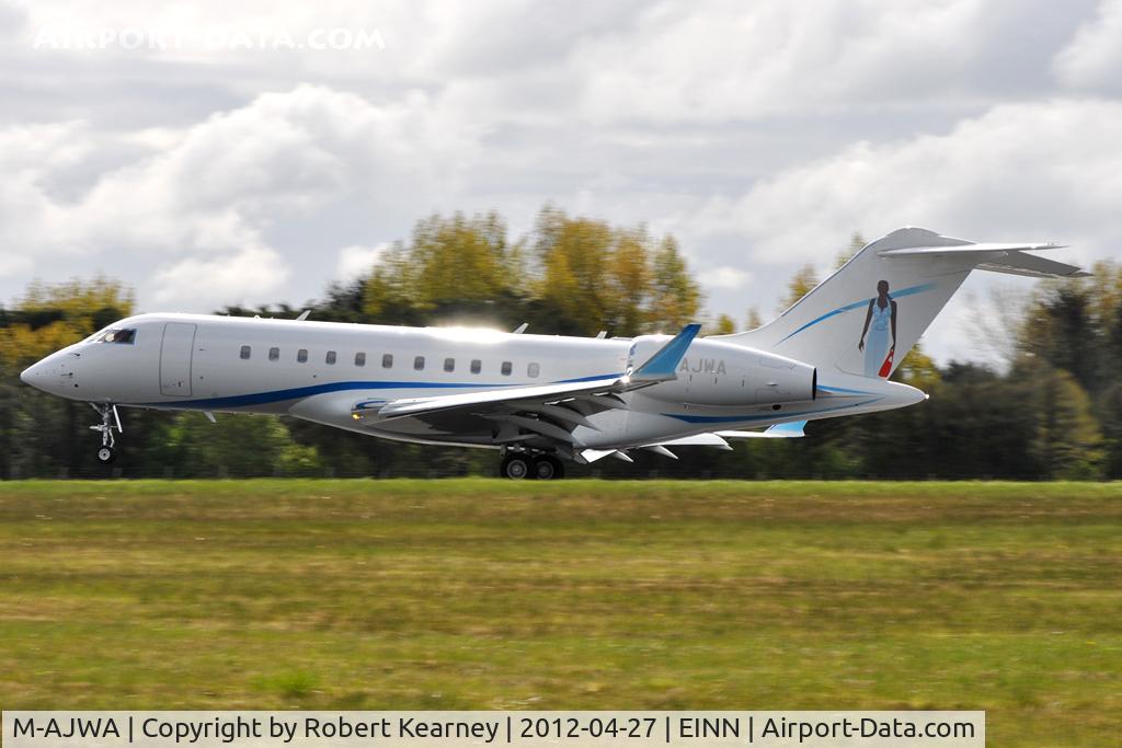 M-AJWA, 2008 Bombardier BD-700-1A11 Global 5000 C/N 9293, Touching down on a fuel stop