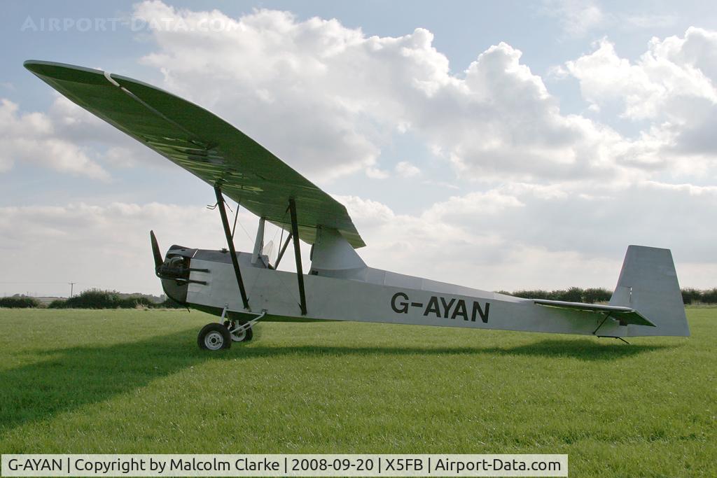 G-AYAN, 1970 Slingsby Cadet Motor Glider III C/N PFA 1385, Cadet lll Motor Glider (Slingsby T-31 conversion), Fishburn Airfield, September 2008.