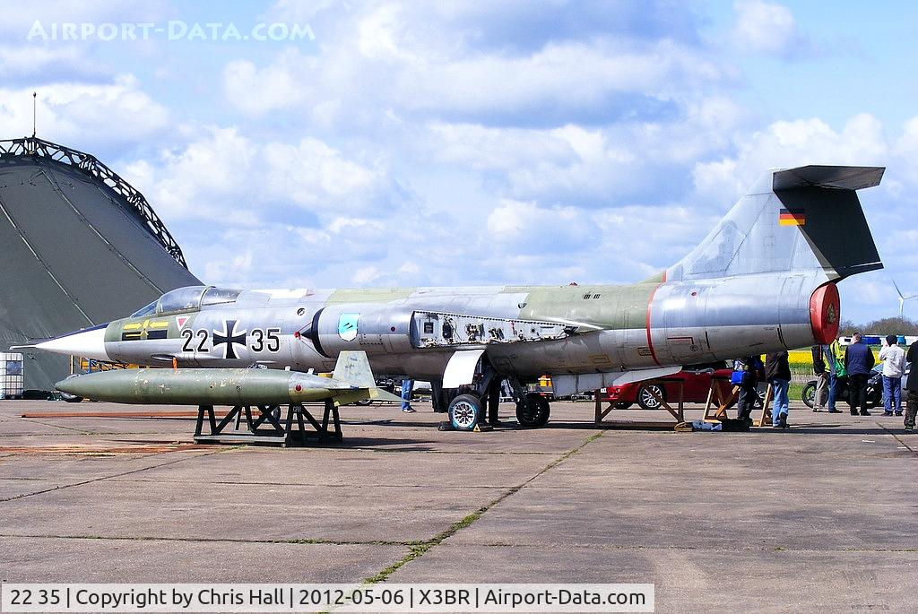 22 35, Lockheed F-104G Starfighter C/N 683-7113, being restored to a taxiing condition at Bruntingthorpe