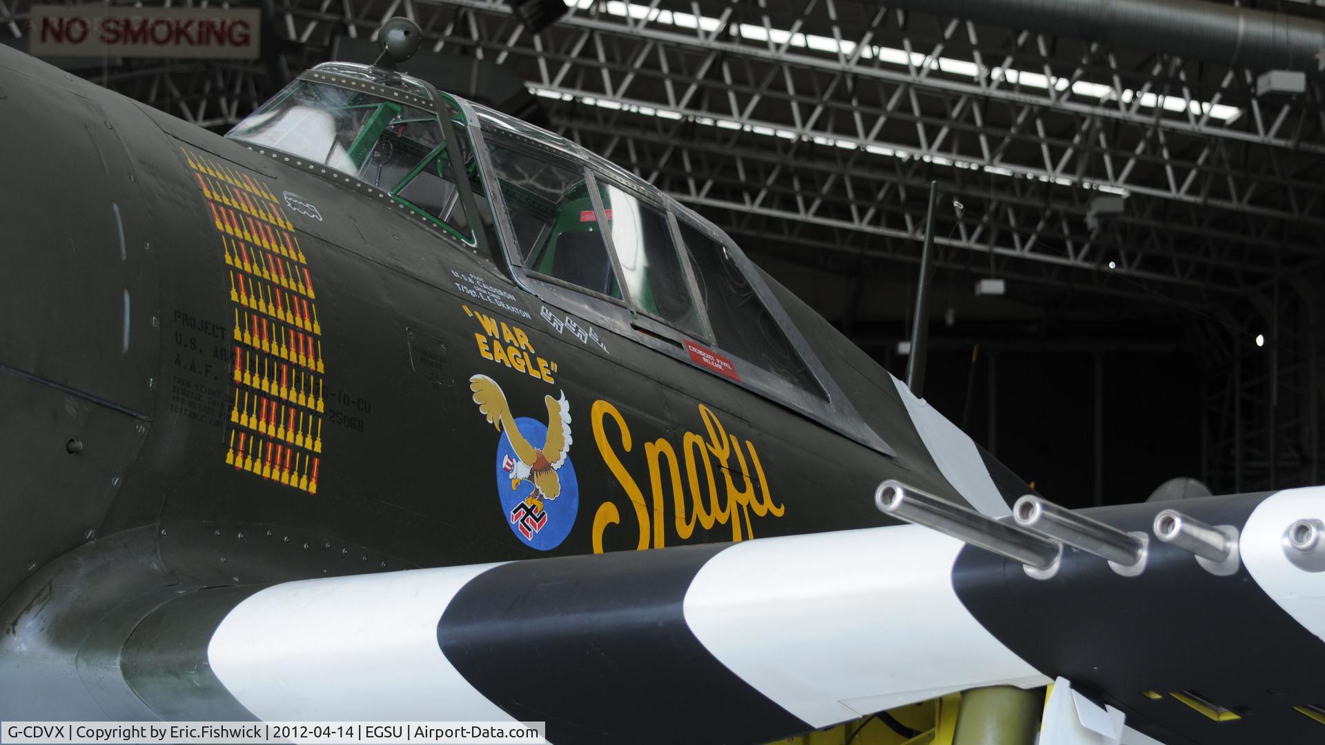 G-CDVX, 1942 Curtiss P-47G Thunderbolt C/N 21953, 5. G-CDVX (225068) 'Snafu' (The Fighter Collection) in the American Airspace Hanger at Duxford
