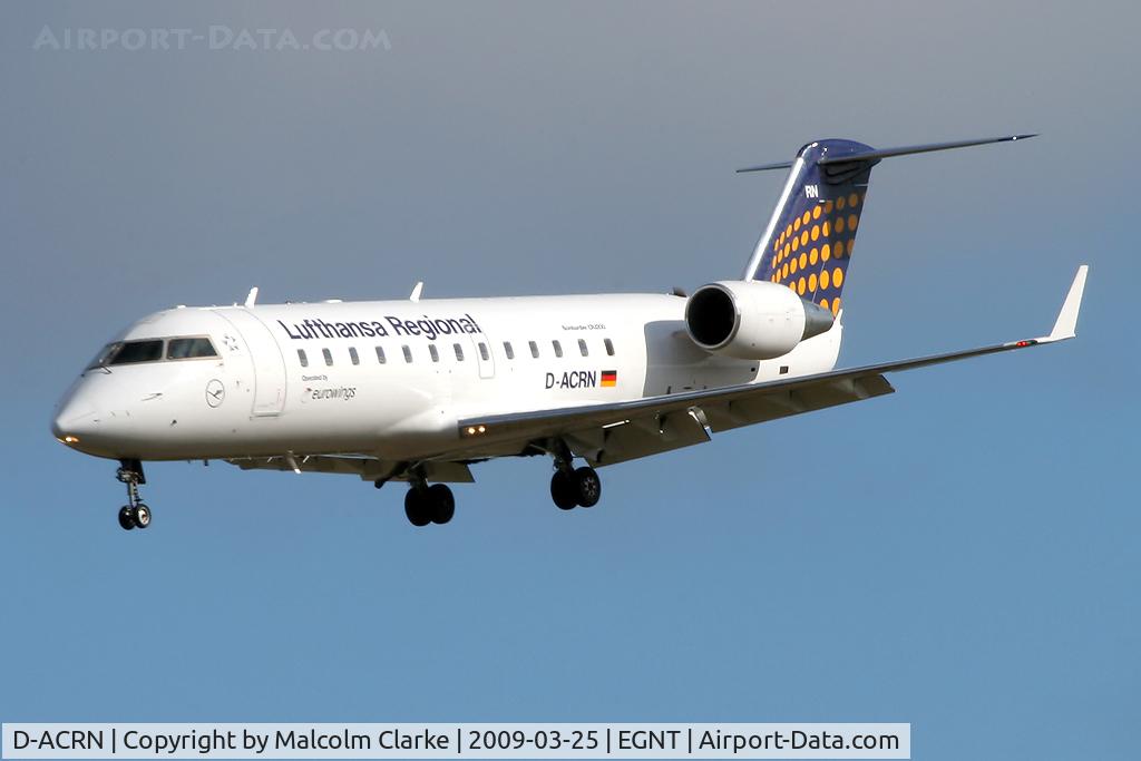 D-ACRN, 2001 Canadair CRJ-200LR (CL-600-2B19) C/N 7486, Canadair CL-600-2B19 Regional Jet CRJ-200LR, Newcastle Airport, March 2009.
