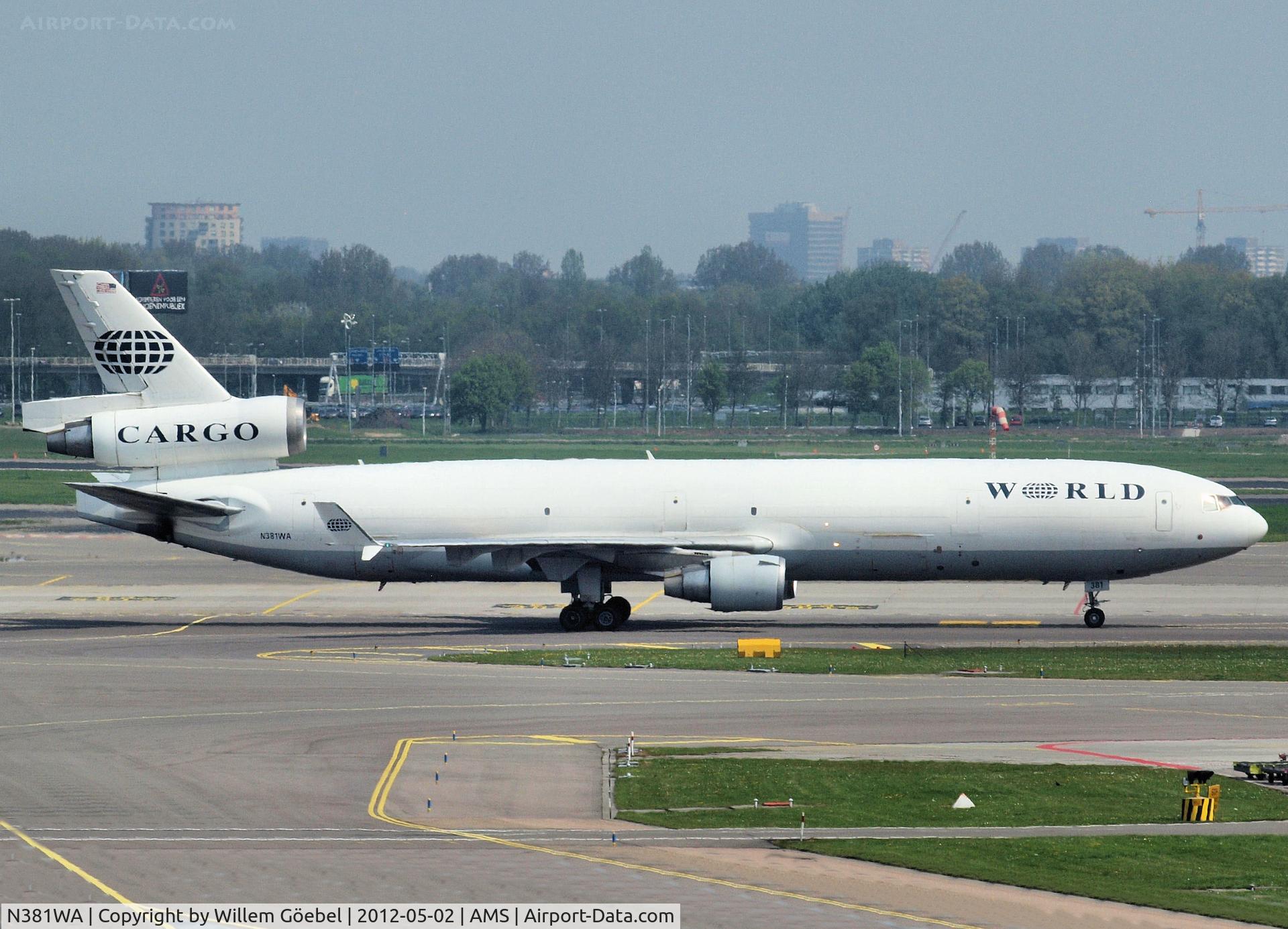 N381WA, 1992 McDonnell Douglas MD-11F C/N 48523, Taxi to the Cargo gate of Amsterdam Airport
