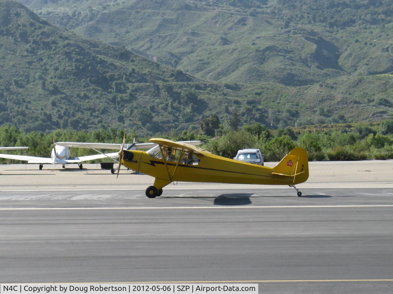 N4C, 1947 Piper J3C-65 Cub Cub C/N 22804, 1947 Piper J3C-65 CUB, Continental A&C65 65 Hp, landing roll Rwy 04