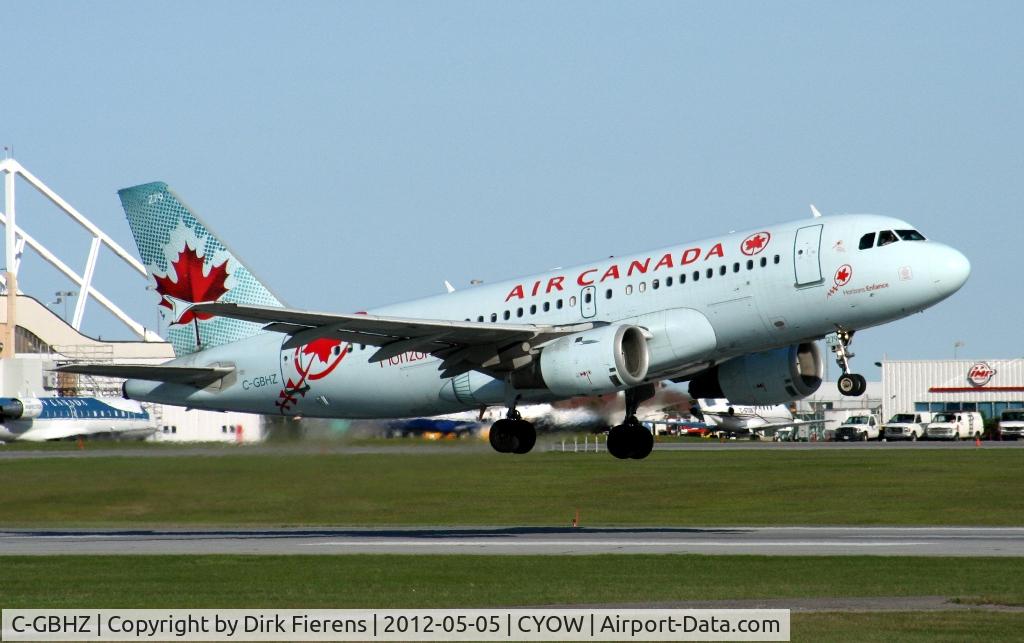 C-GBHZ, 1998 Airbus A319-114 C/N 813, Leaving Ottawa Airport.