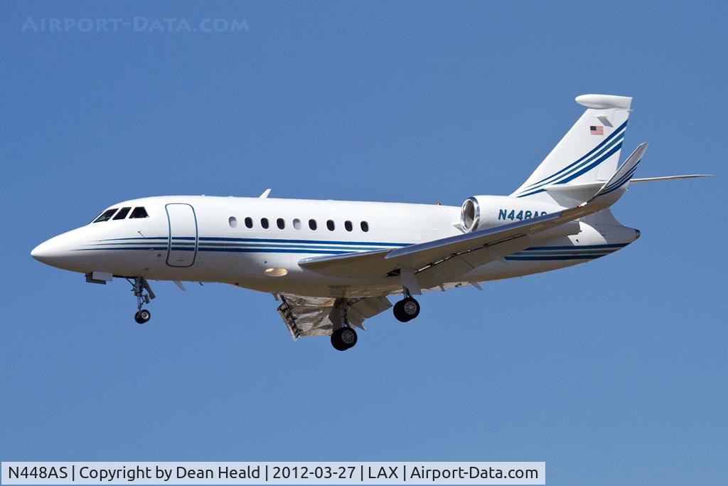N448AS, 2011 Dassault Falcon 2000EX C/N 233, 2011 Dassault Falcon 2000EX N448AS with winglets on short final to RWY 25L.