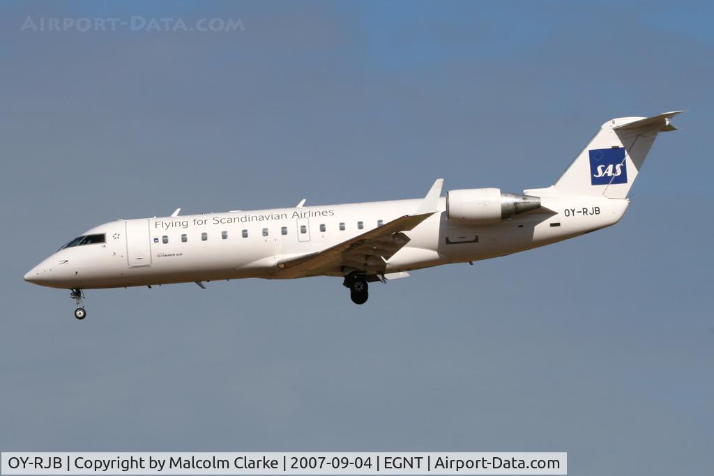 OY-RJB, 2000 Canadair CRJ-200LR (CL-600-2B19) C/N 7419, Canadair CL-600-2B19 Regional Jet CRJ-200LR, Newcastle Airport, September 2007.