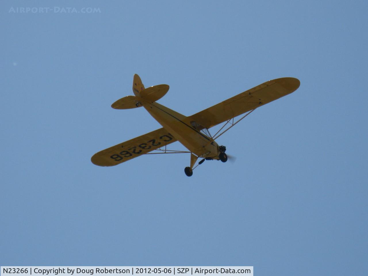 N23266, 1939 Piper J3C-65 Cub Cub C/N 3113, 1939 Piper J3C-65 CUB, Continental A&C65 65 Hp, takeoff climb Rwy 22