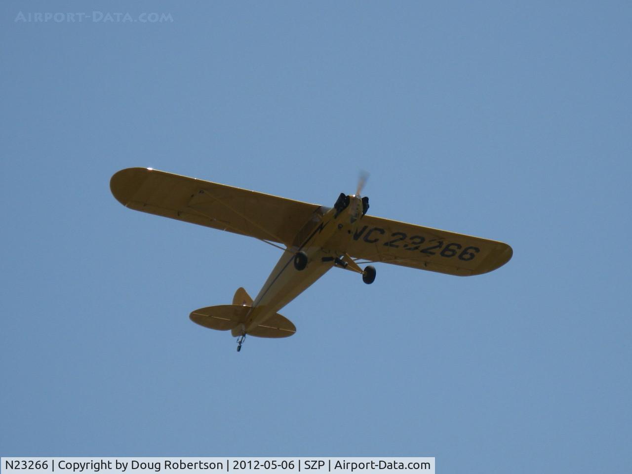 N23266, 1939 Piper J3C-65 Cub Cub C/N 3113, 1939 Piper J3C-65 CUB, Continental A&C65 65 Hp, takeoff climb Rwy 22