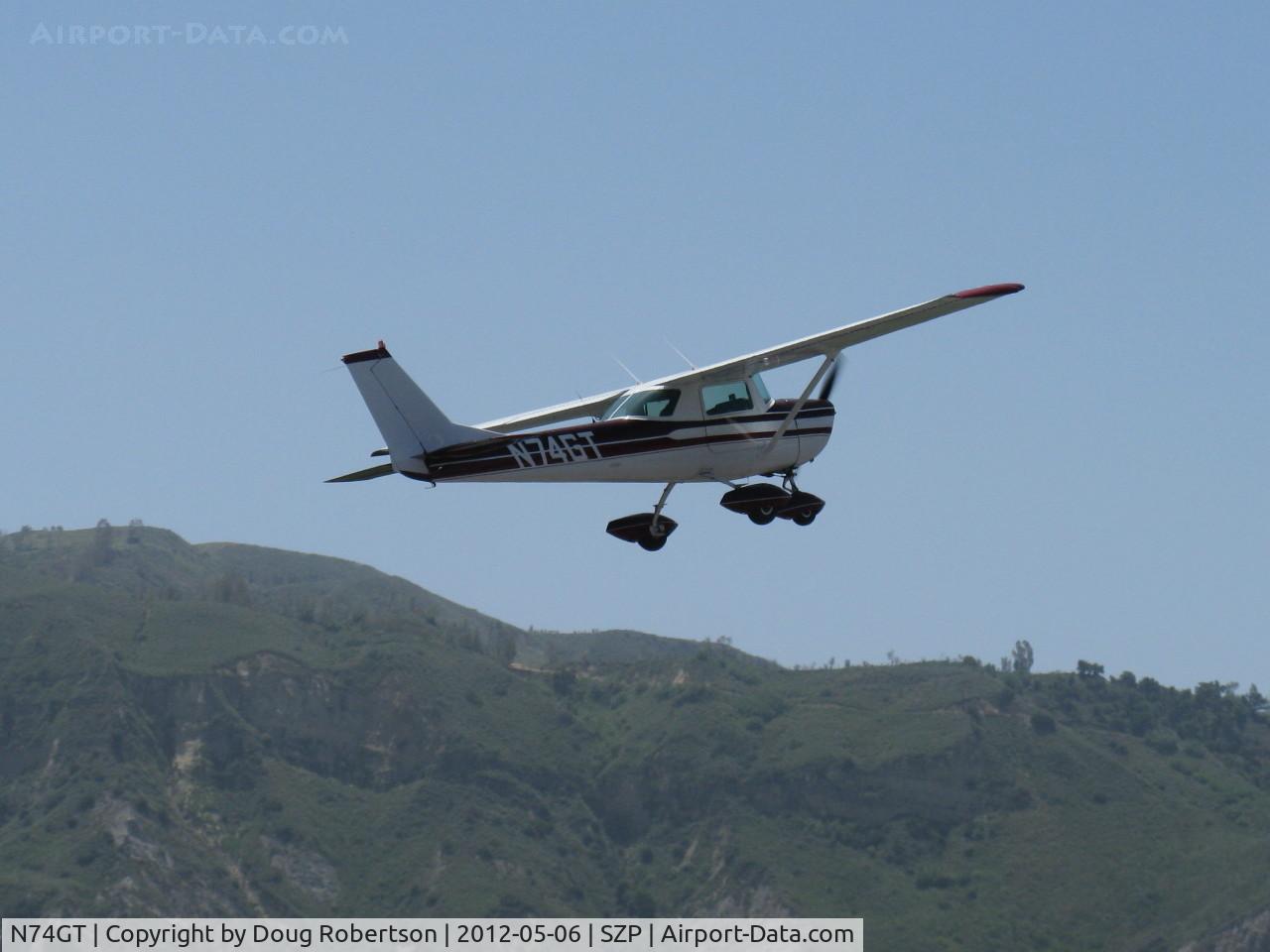 N74GT, 1969 Cessna 150J C/N 15070302, 1969 Cessna 150J, Continental O-200 100 Hp, takeoff climb Rwy 22