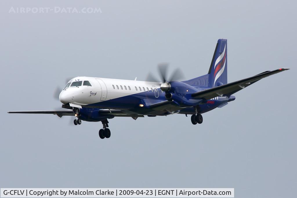 G-CFLV, 1995 Saab 2000 C/N 2000-023, Saab 2000, Newcastle Airport, April 2009.