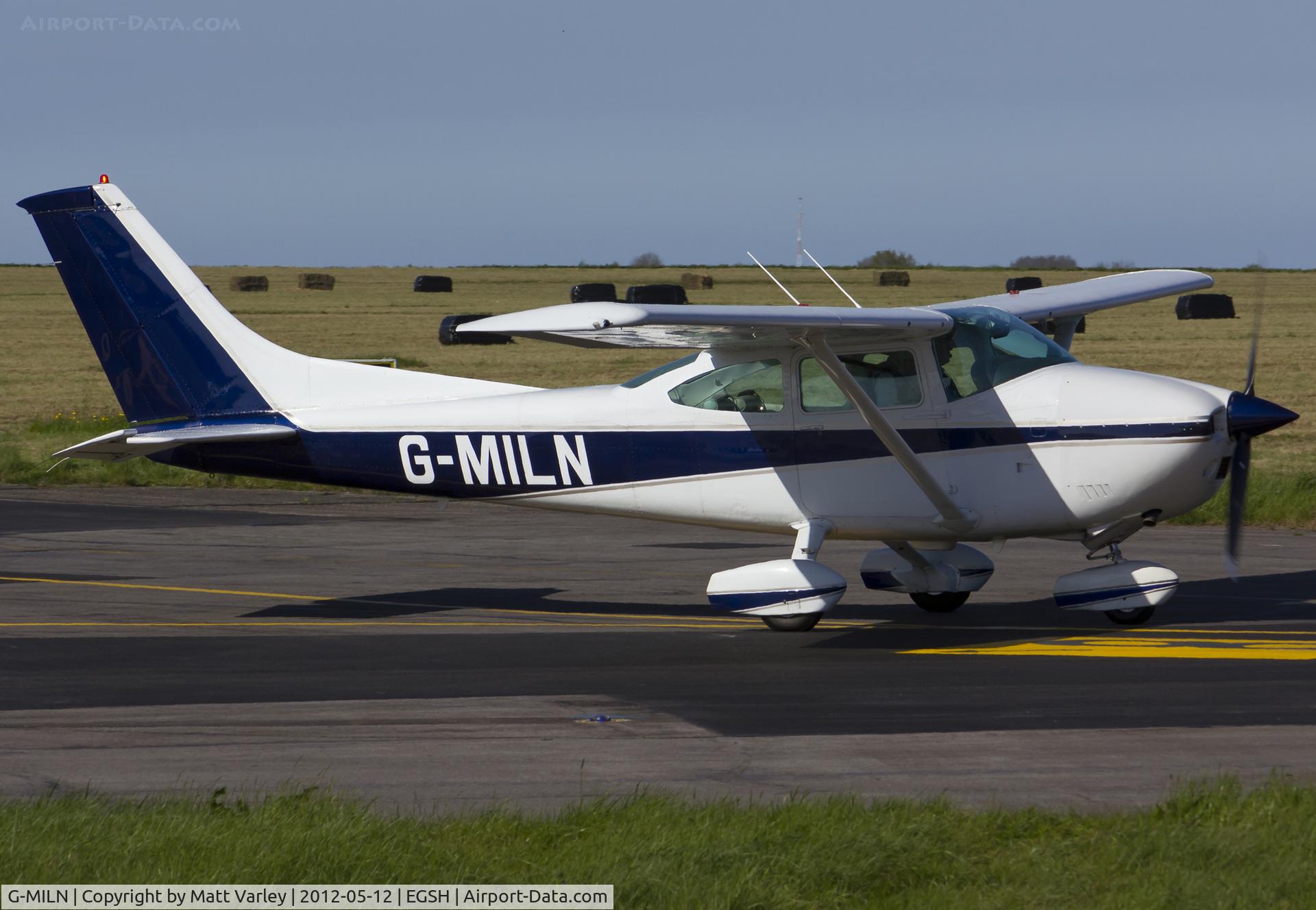 G-MILN, 1977 Cessna 182Q Skylane C/N 18265770, Departing SaxonAir.