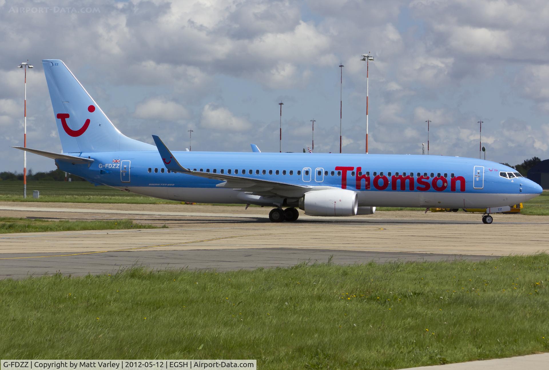 G-FDZZ, 2011 Boeing 737-8K5 C/N 37262, Arriving at EGSH.