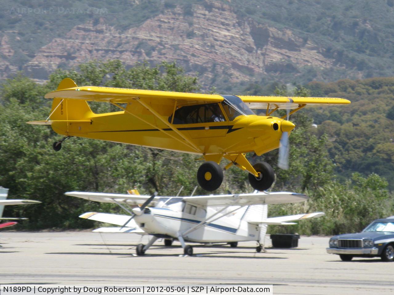 N189PD, Cub Crafters CC11-160 Carbon Cub SS C/N CC11-00189, 2011 Cubcrafters CC11-160 CARBON CUB LSA, Lycoming O-360-based CC340 with O-320 cylinders, 180 Hp for 5 minutes, 80 Hp cruise, dual electronic ignition, STOL flaps approach to Rwy 22L grass
