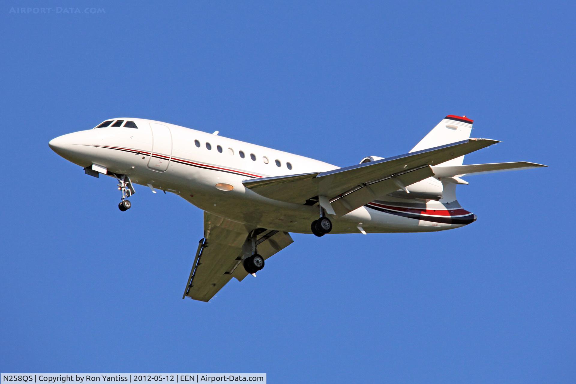 N258QS, 2001 Dassault Falcon 2000 C/N 158, Straight-in final on runway 02, Dillant-Hopkins Airport, Keene, NH