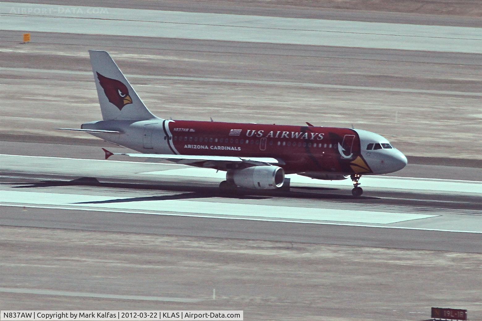 N837AW, 2005 Airbus A319-132 C/N 2595, USAirwaysAirbus A319-132 departing RWY 19L KLAS.