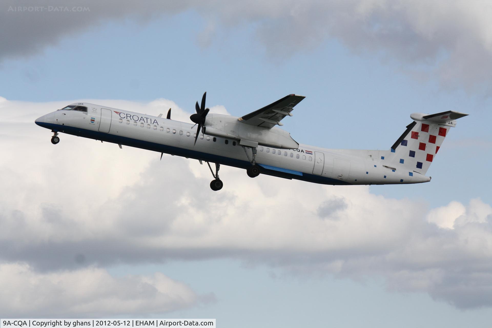 9A-CQA, 2008 De Havilland Canada DHC-8-402Q Dash 8 C/N 4205, Departing rw36L