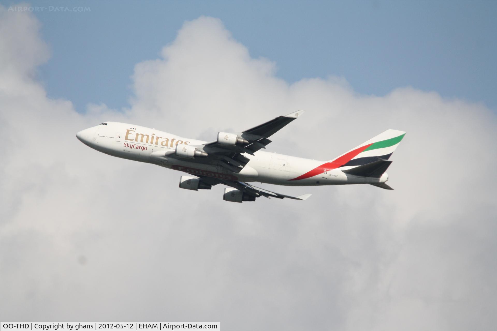 OO-THD, 2008 Boeing 747-4HAERF C/N 35236, Departing rw36C