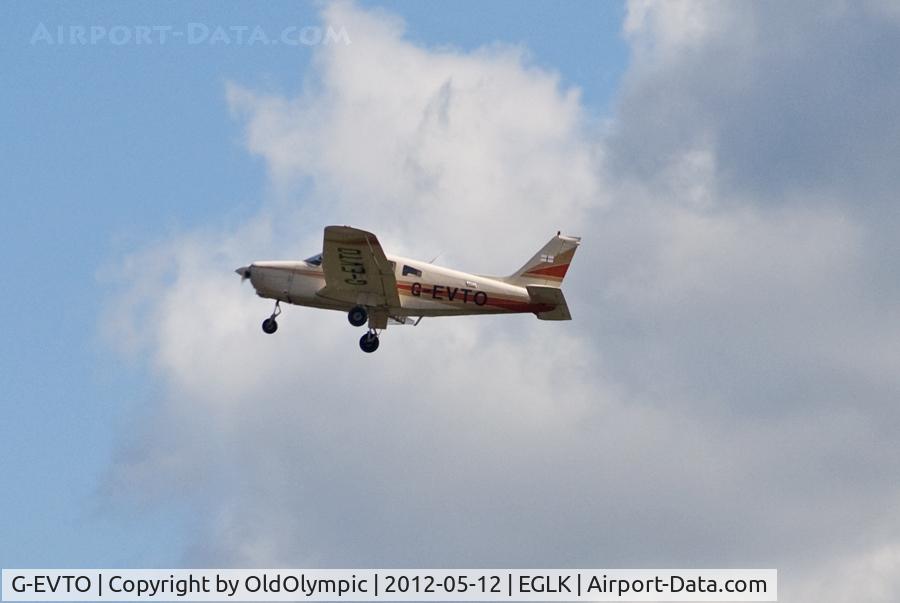 G-EVTO, 1980 Piper PA-28-161 Cherokee Warrior II C/N 28-8016271, Airborne from RW07