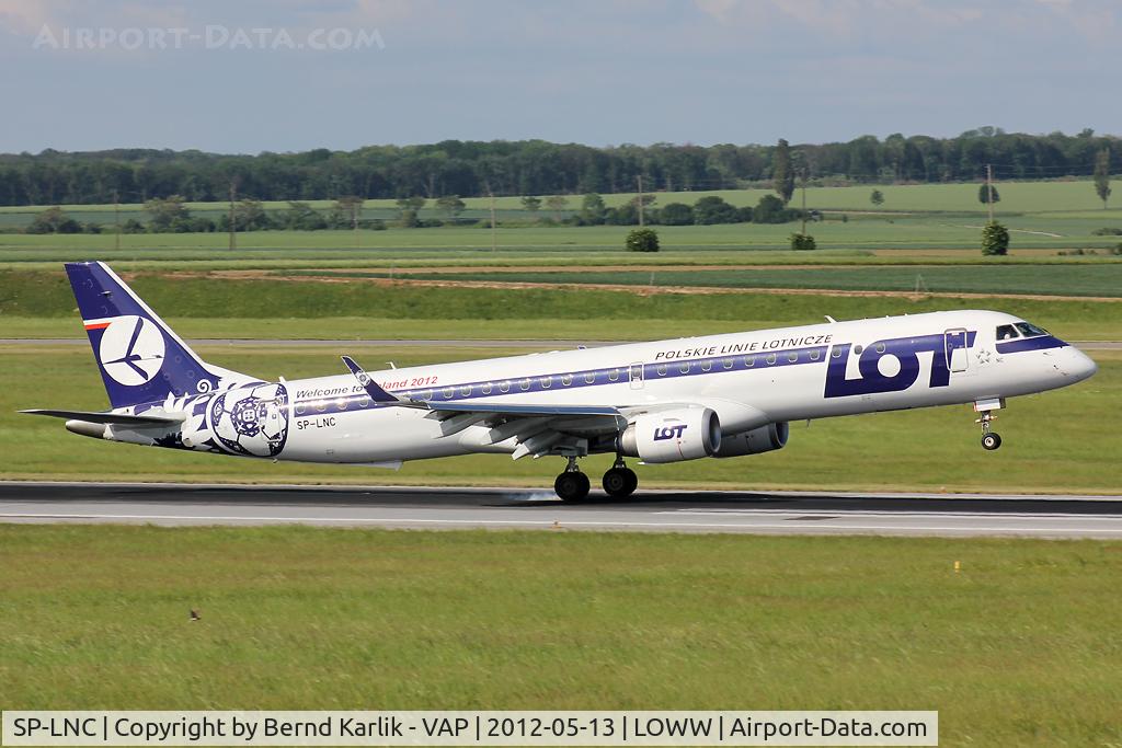 SP-LNC, 2011 Embraer 195LR (ERJ-190-200LR) C/N 19000462, Touching down Rwy 34