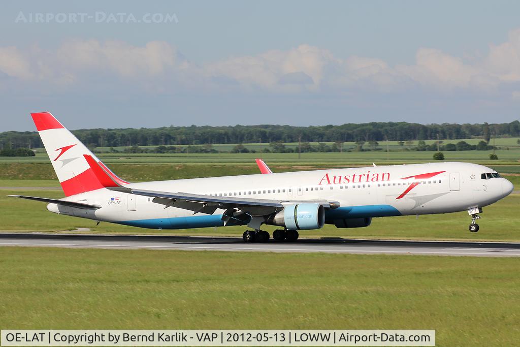 OE-LAT, 1991 Boeing 767-31A C/N 25273, Touching down on Rwy 34