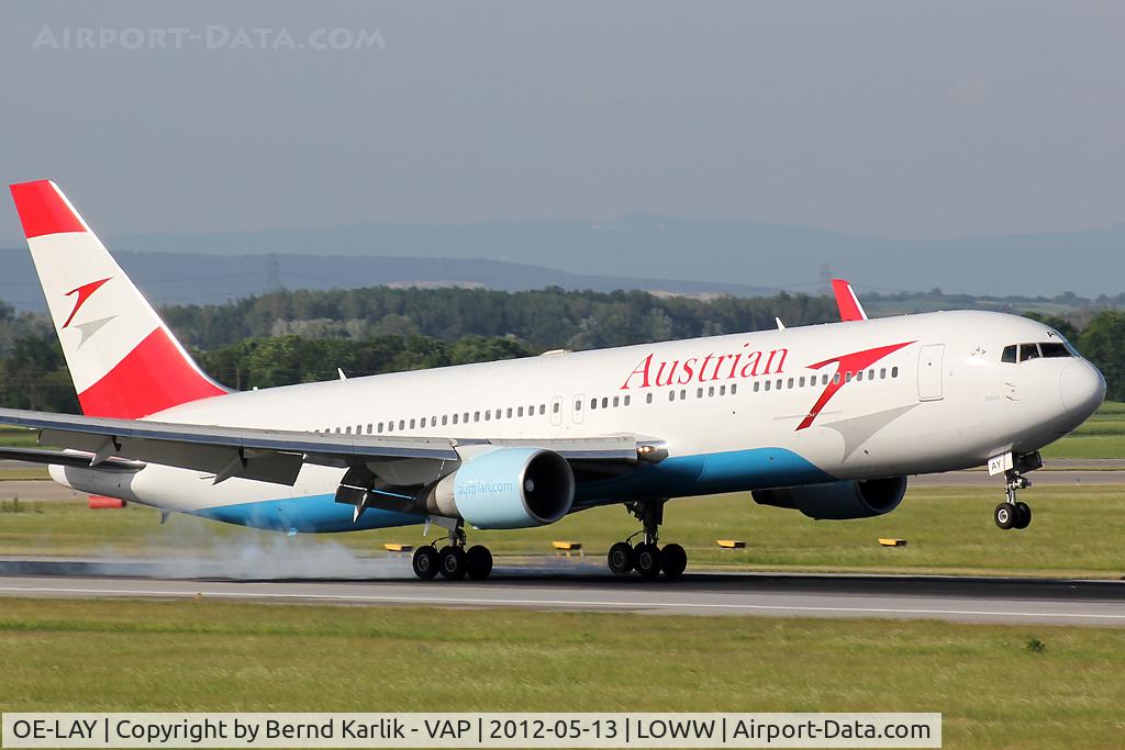 OE-LAY, 1998 Boeing 767-3Z9/ER C/N 29867, Burning some rubber on Rwy 34