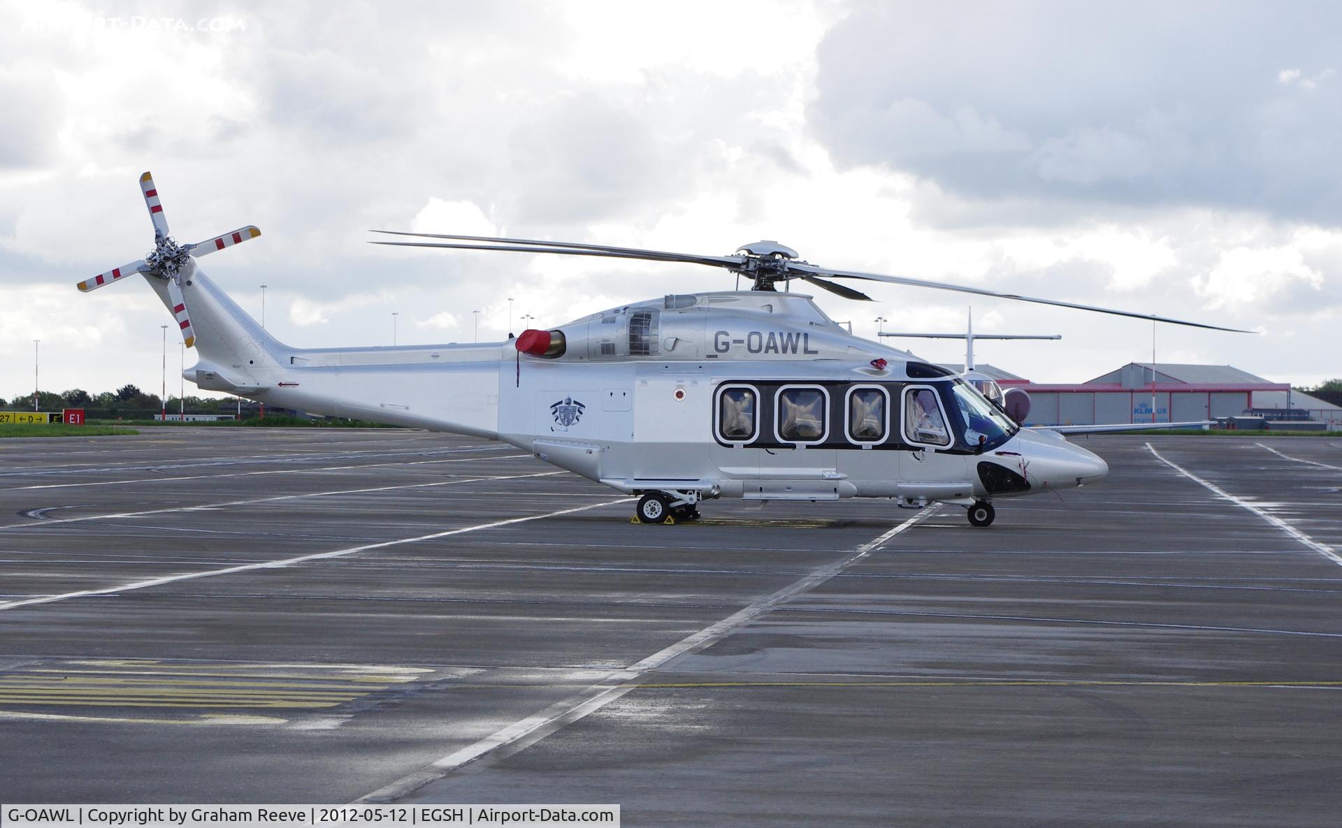 G-OAWL, 2011 AgustaWestland AW-139 C/N 31353, Parked at Norwich.