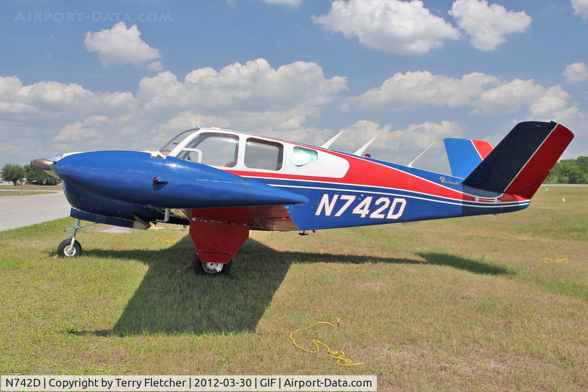 N742D, 1953 Beech D35 C/N D-3412, At Gilbert Airport ,Winter Haven , Florida