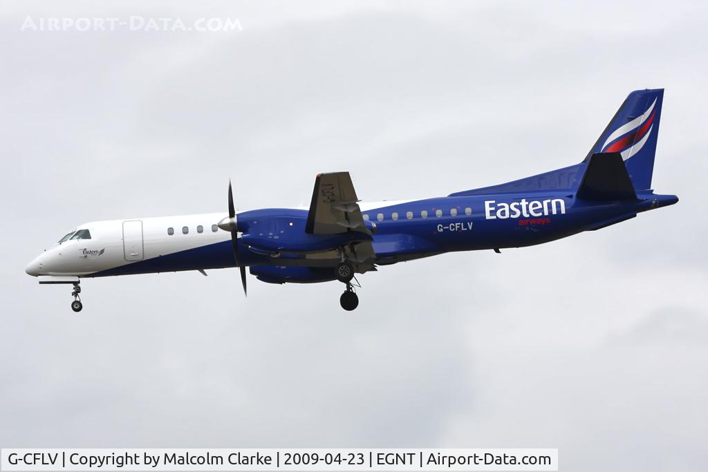 G-CFLV, 1995 Saab 2000 C/N 2000-023, Saab 2000, Newcastle Airport, April 2009.