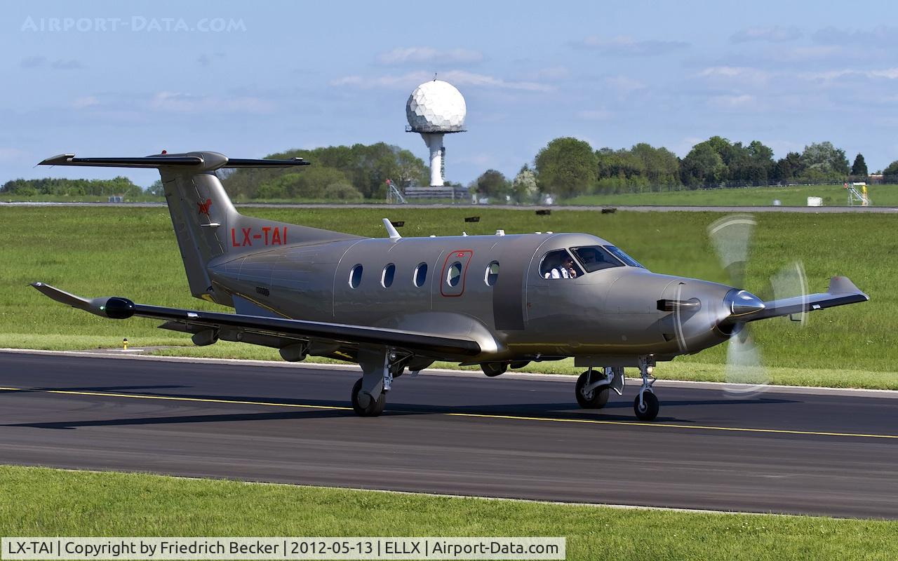 LX-TAI, 2008 Pilatus PC-12/47E C/N 1008, taxying to the active