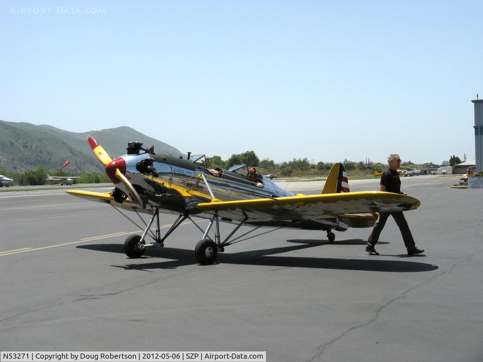 N53271, 1941 Ryan Aeronautical ST3KR C/N 1625, Ryan Aeronautical ST-3KR as PT-22, Kinner R5-540-1 160 Hp radial, engine idling