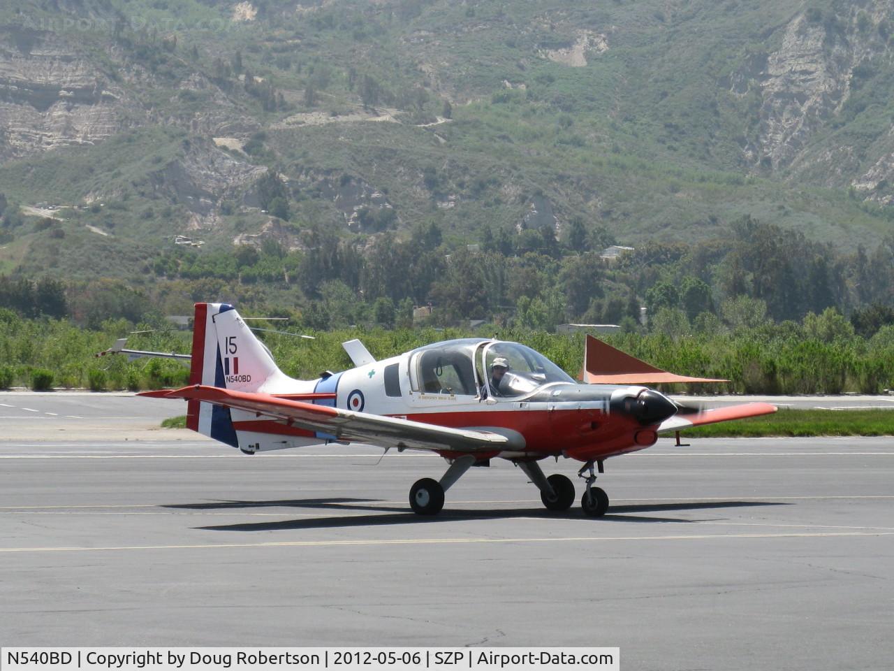 N540BD, 1973 Scottish Aviation Bulldog T.1 C/N BH120/232, 1973 Scottish Aviation BULLDOG Mdl 120/121 side by side two seat primary trainer-several airforces, Lycoming O-540-A1B5D 200 Hp, taxi off the active