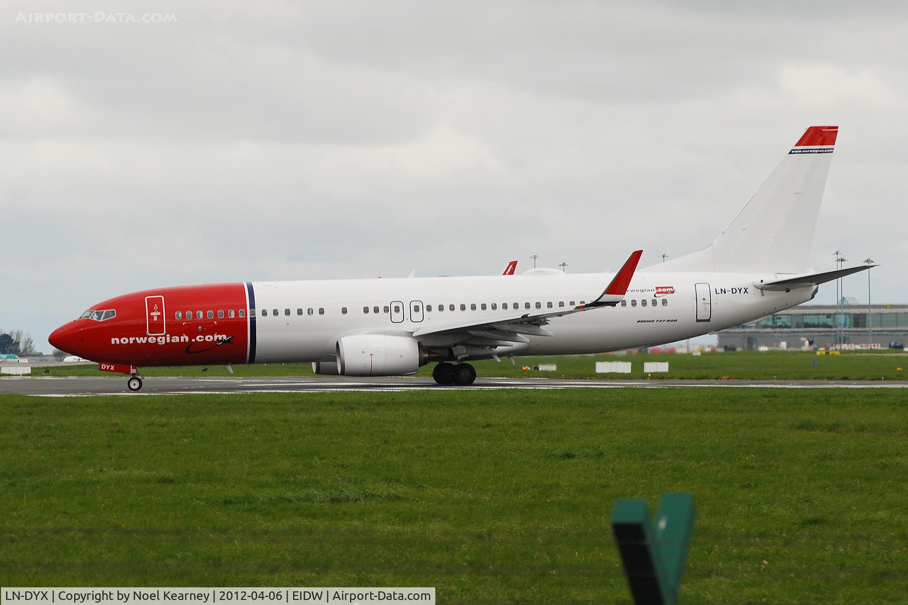 LN-DYX, 2012 Boeing 737-8JP C/N 39011, Departing off Rwy 28 at Dublin Airport.