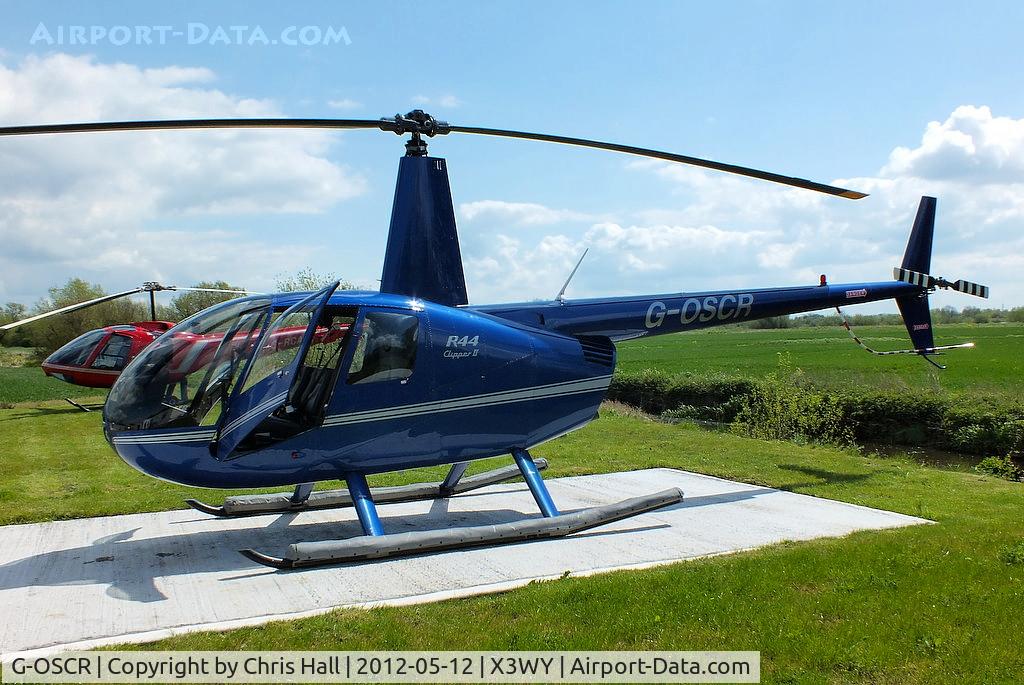 G-OSCR, 2003 Robinson R44 Clipper II C/N 10314, at the Staffordshire Heliport. Wychnor