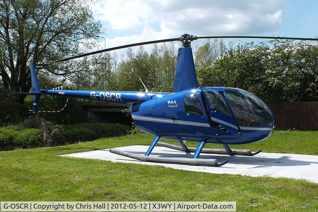 G-OSCR, 2003 Robinson R44 Clipper II C/N 10314, at the Staffordshire Heliport. Wychnor