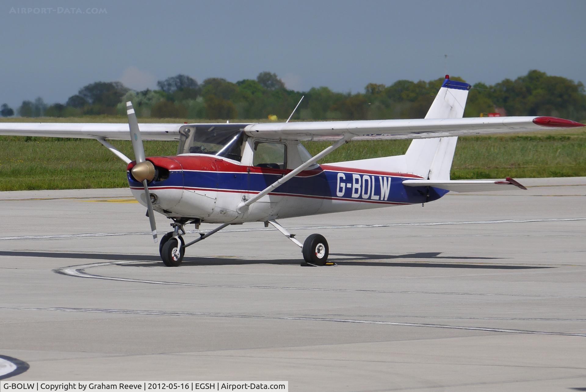 G-BOLW, 1977 Cessna 152 C/N 15280589, Parked at Norwich.