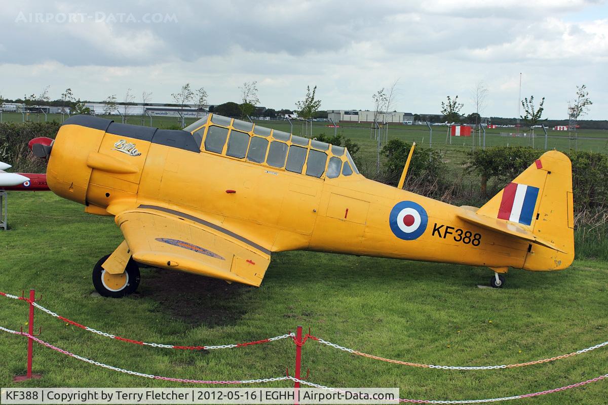 KF388, North American Harvard IIB C/N Composite, Reconstruction of the Bournemouth Aviation Museum's Harvard commenced in 2000, being built up from a collection of parts from various sources. The rear fuselage is ex-RAF, the fin ex-Royal Navy, another part was marked as a US Navy SNJ and the wings are e