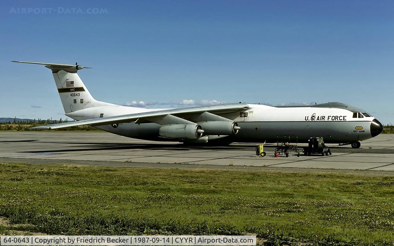 64-0643, 1964 Lockheed C-141B Starlifter C/N 300-6056, transient at CFB Goose Bay